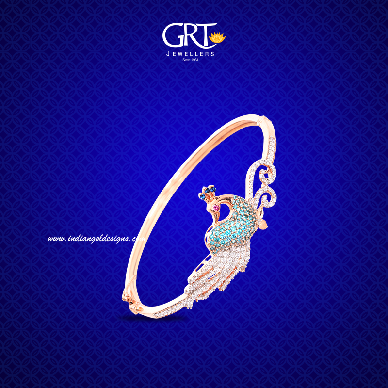 Peacock design gold bracelet with price Clearance