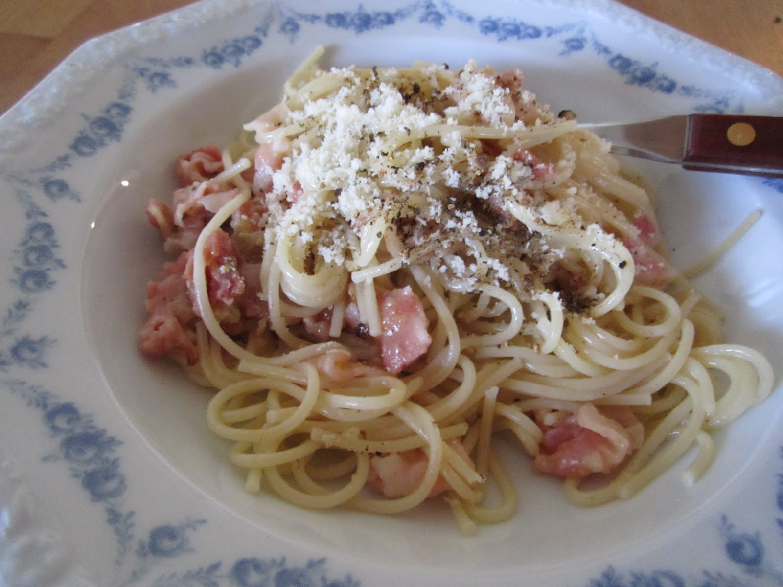 Recept favoriter, Vegetariskt Pasta carbonara utan gradde