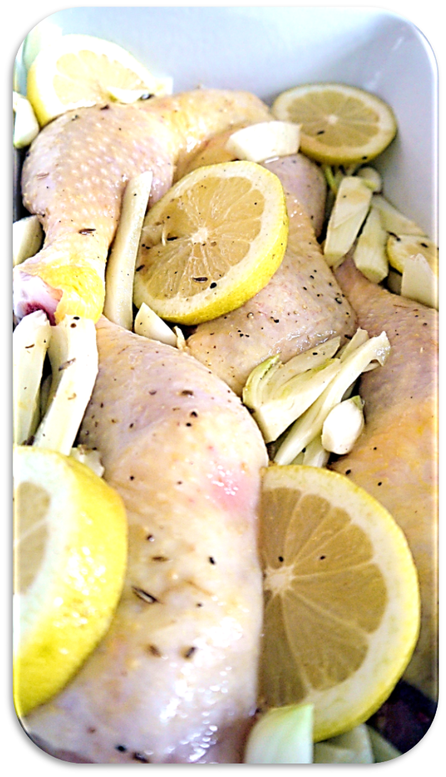 Hähnchenschenkel mit Zitronen &amp; Pastis