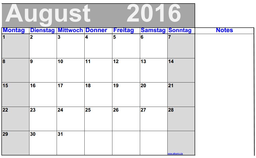 16 Blank Calendar Calendar En Www Albumi C La Deutsch August 16 Kalender Mit Noten Grosse Ziffern