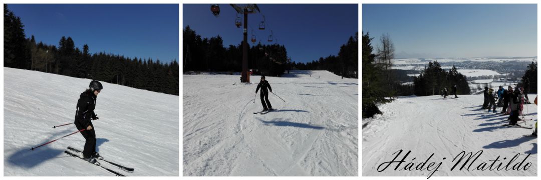 lyžování, zima, opět na lyžích, půl dne volna