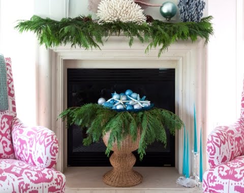 coastal Christmas mantel