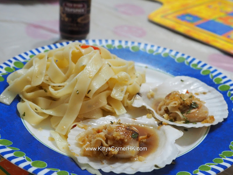 Scallops with Pasta 香蒜橄欖油扇貝扁麵 自家食譜 home cooking recipes