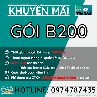 gói khuyến mãi b200 B200 - GÓI KHUYẾN MÃI TRẢ SAU VIETTEL B200