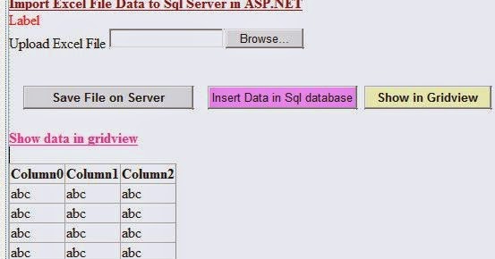 How to import excel file data in database and display it in Gridview ...