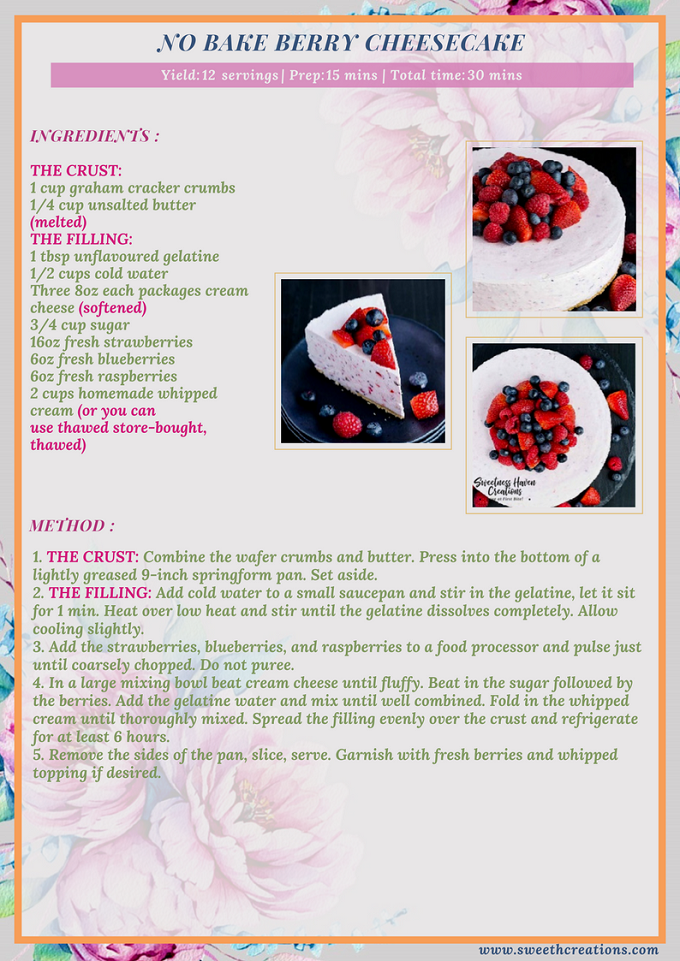 NO BAKE BERRY CHEESECAKE RECIPE SHC 15 EASY DELISH SUMMER DESSERT RECIPES