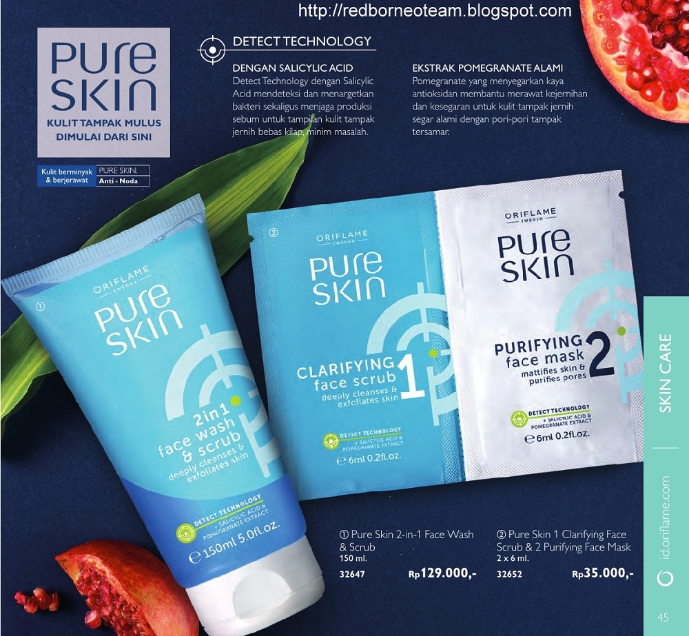 Redborneo Oriflame Pure Skin 2in1 Face Wash & Scrub