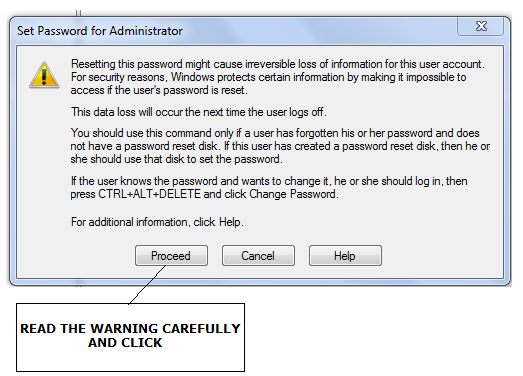Change Windows Password without Knowing Current Password Step 4