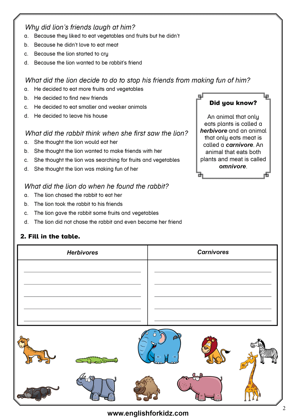 Reading Comprehension Worksheets: Food And Cooking - Reading Comprehension Worksheets: Food And Cooking