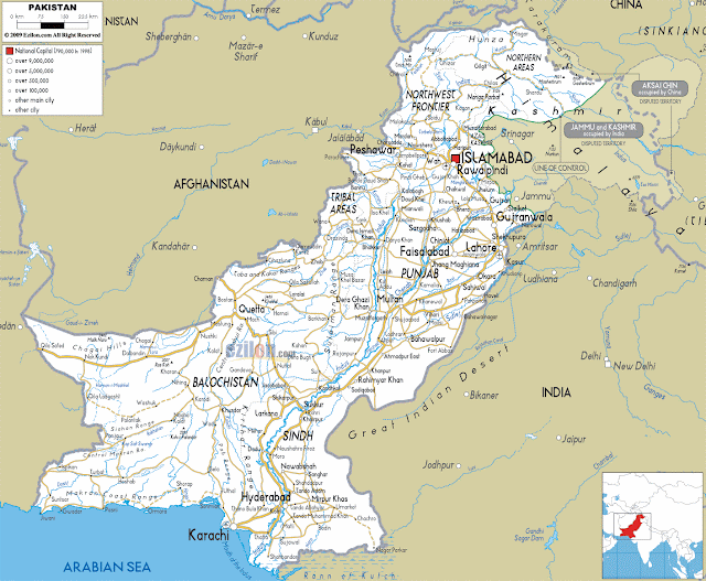 Mapa rodoviário do Paquistão
