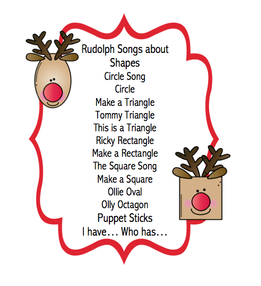 Rudolph Songs about Shapes Preschool Printables