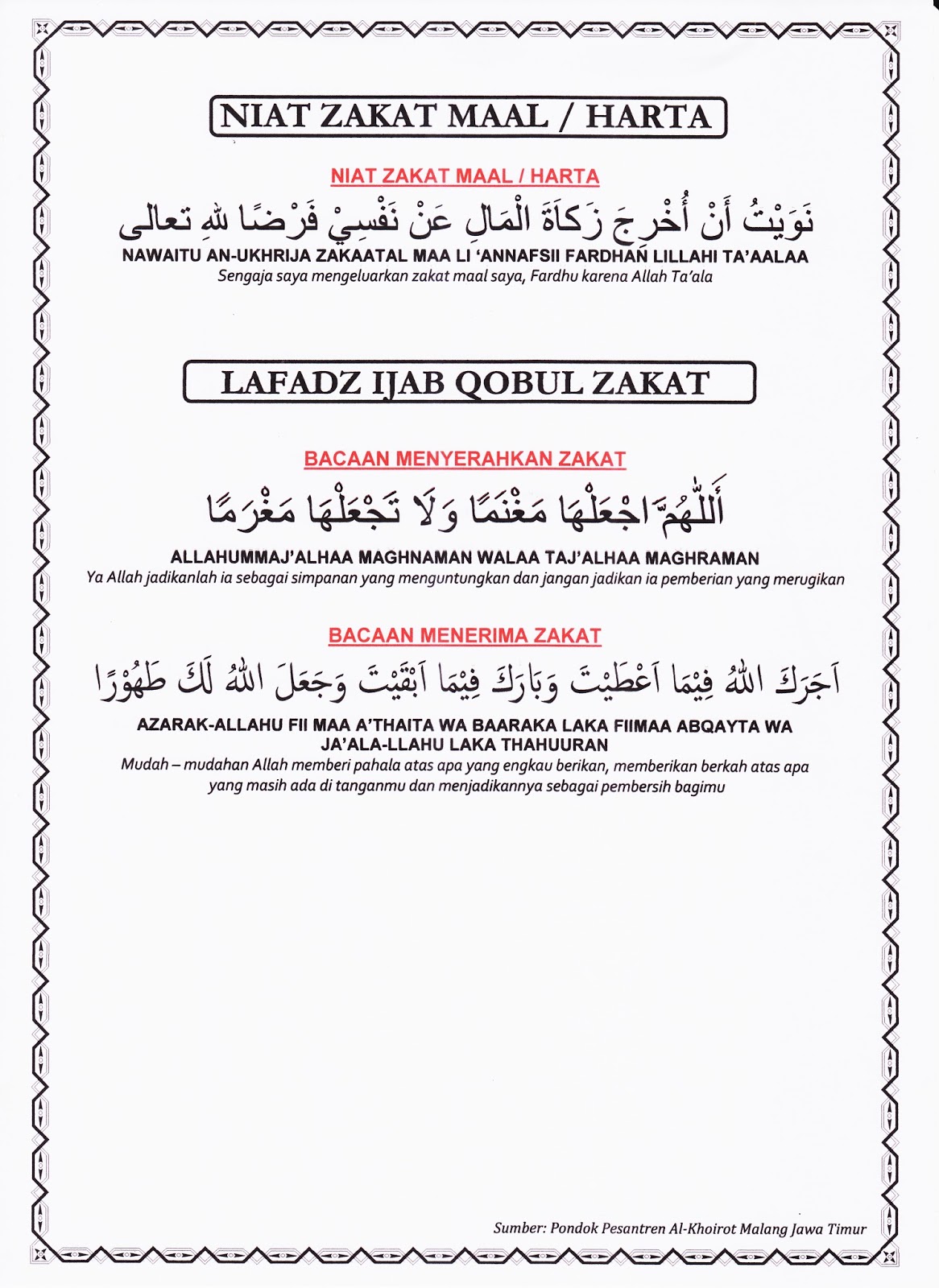 Niat Zakat Fitrah Jawa Celoteh Bijak