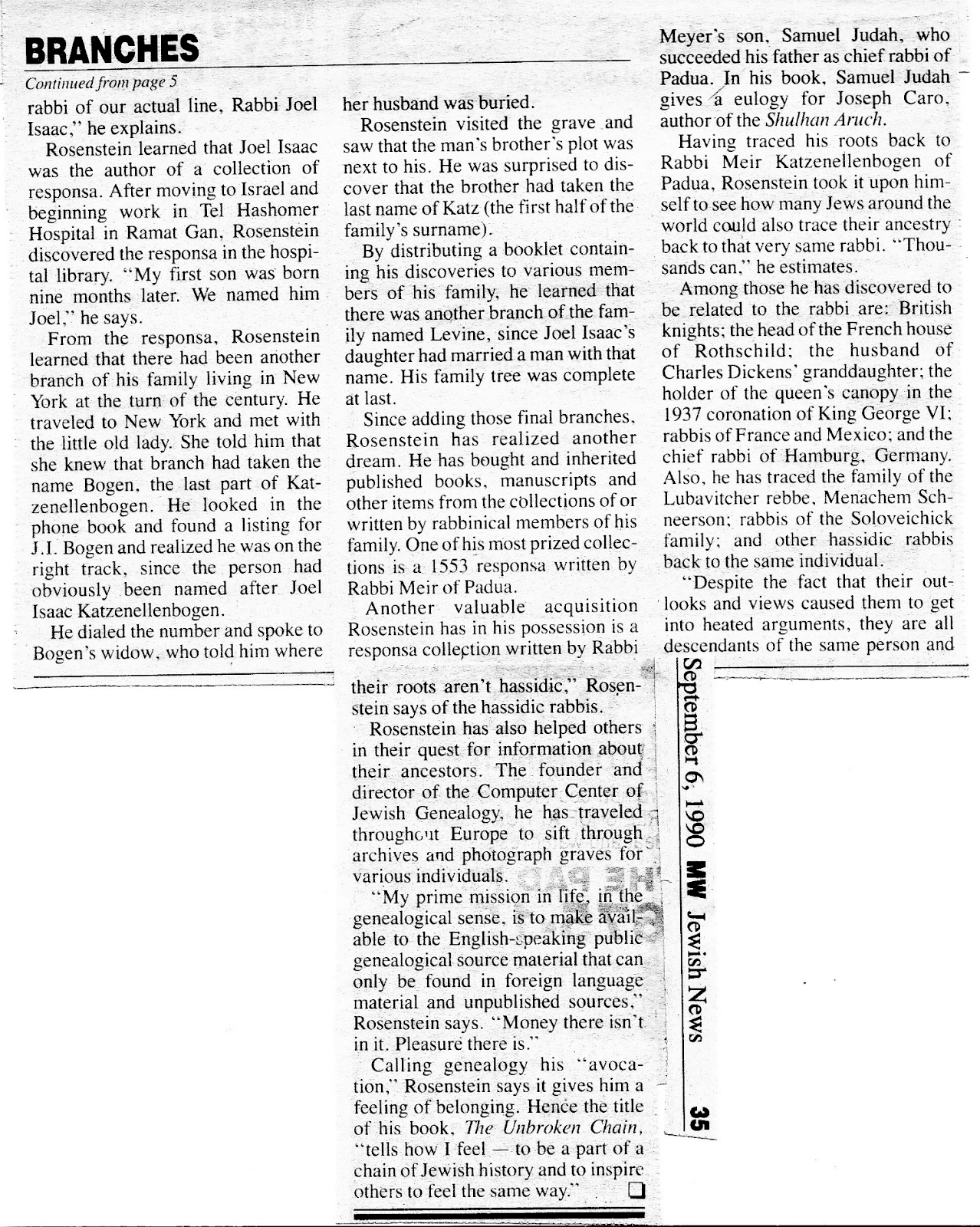 Neil Rosenstein: Illustrious Ancestry: The Katzenellenbogen family