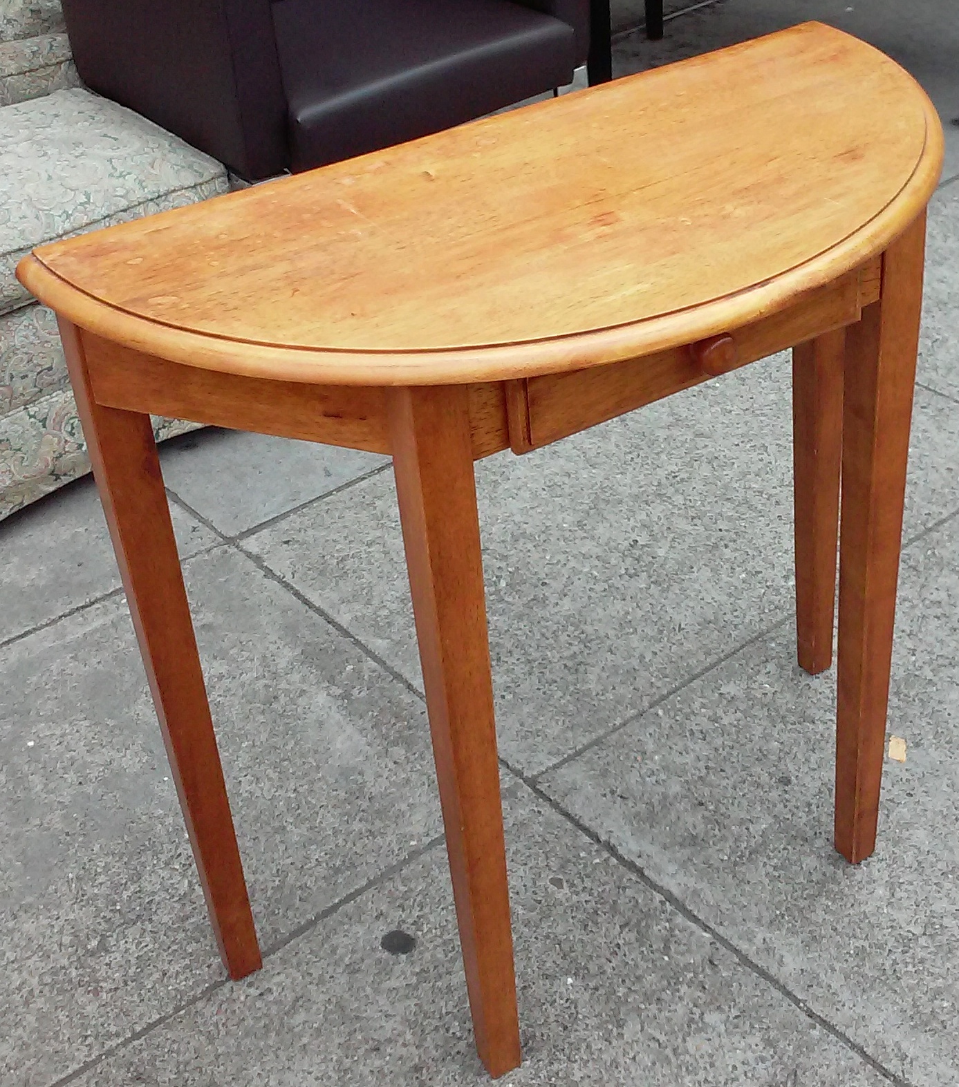 UHURU FURNITURE & COLLECTIBLES SOLD 32" Asian Teak Half Moon Table 45