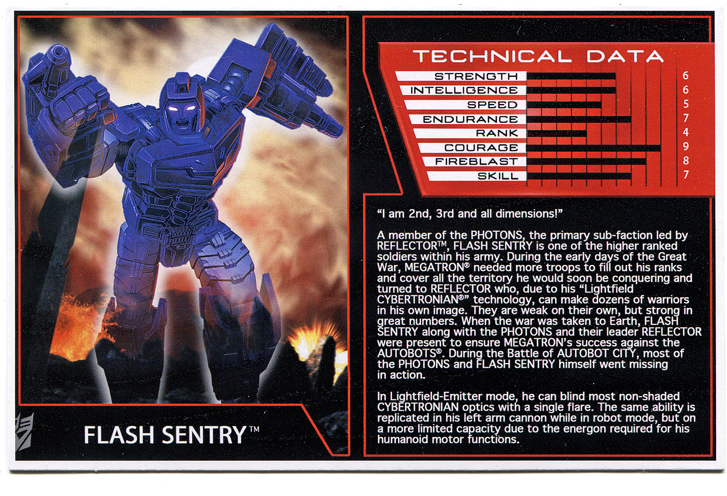 Transformers Bio Card Database: Botcon 2016 Flash Sentry