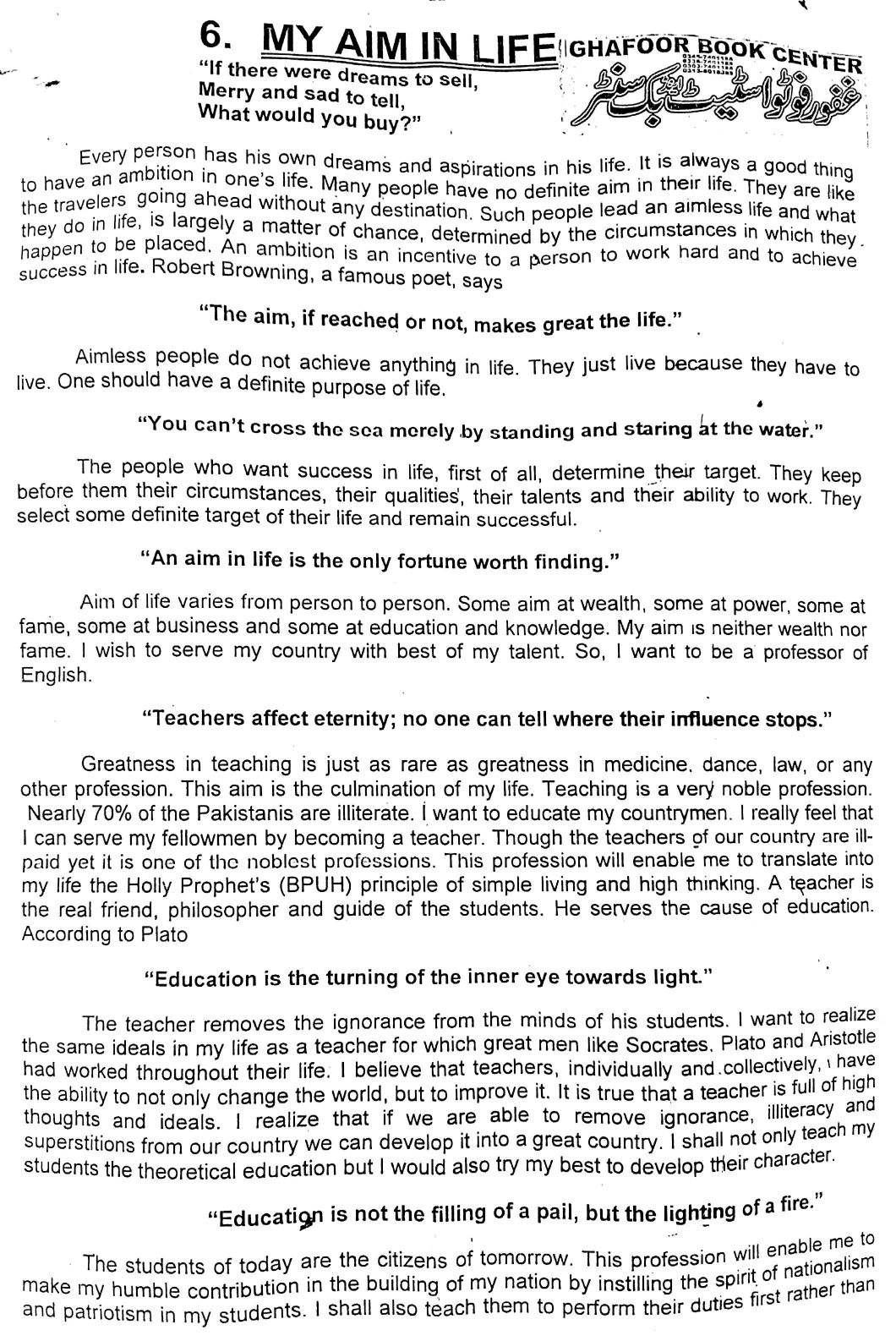 My future ambition short essay picture