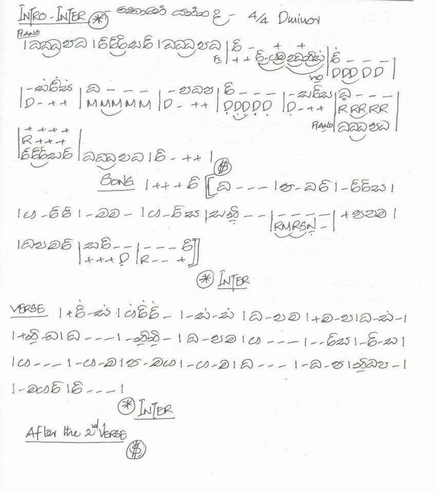 Wonderful Life...: Sinhala Songs Notations