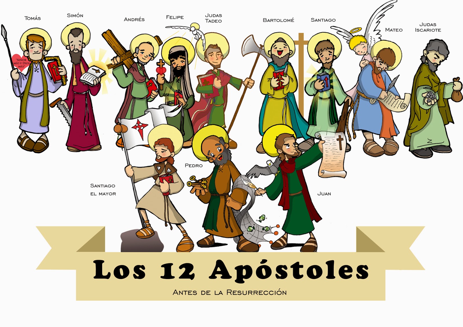 Top 52+ imagen dibujos de los 12 apostoles y sus nombres