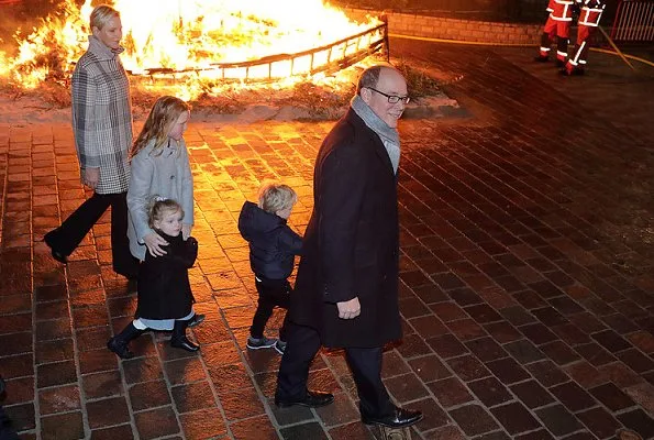 Prince Albert, Princess Charlene, Prince Jacques and Princess Gabriella at Saint Devota celebrations