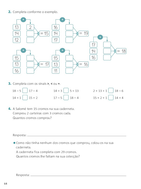 fichas de trabalho 1 ano matematica