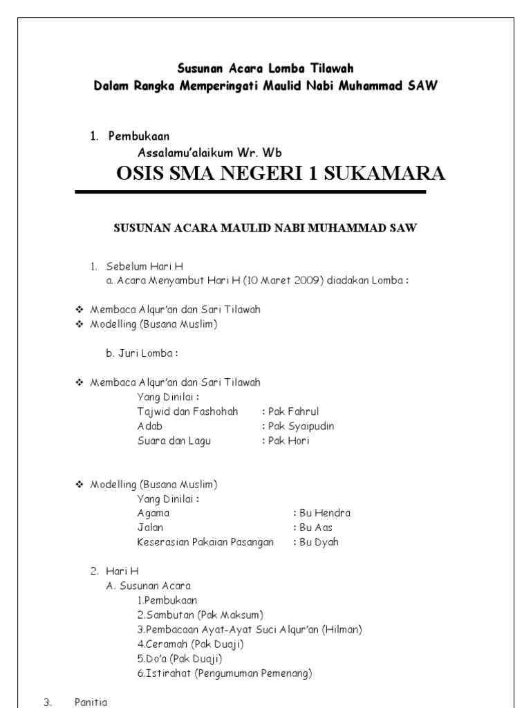 susunan acara maulid nabi - wood scribd indo