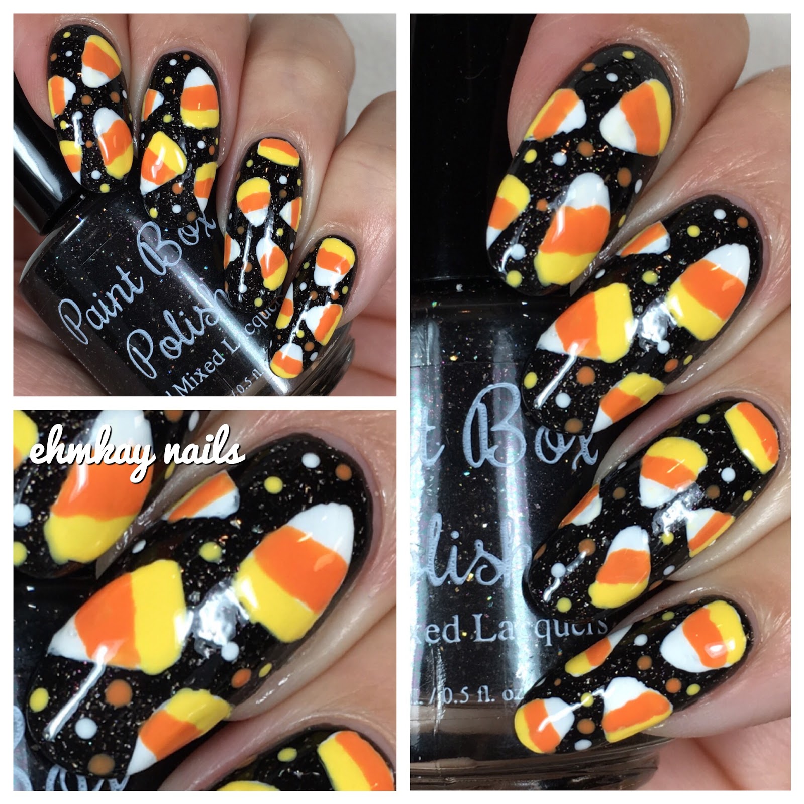 ehmkay nails: Halloween Nail Art: Candy Corn Nail Art with Dots