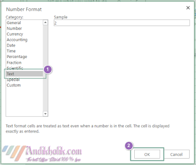 Mengubah Format Angka ke Teks dengan format Cells Mengubah Format Angka ke Teks dengan format Cells