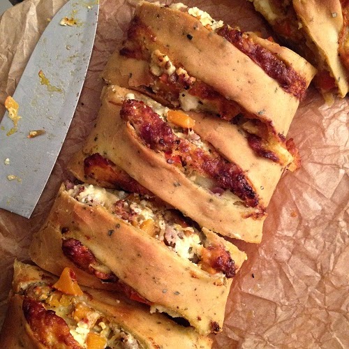 Greenway36: herbstlicher Stromboli mit Kürbis-Hack-Feta-Füllung
