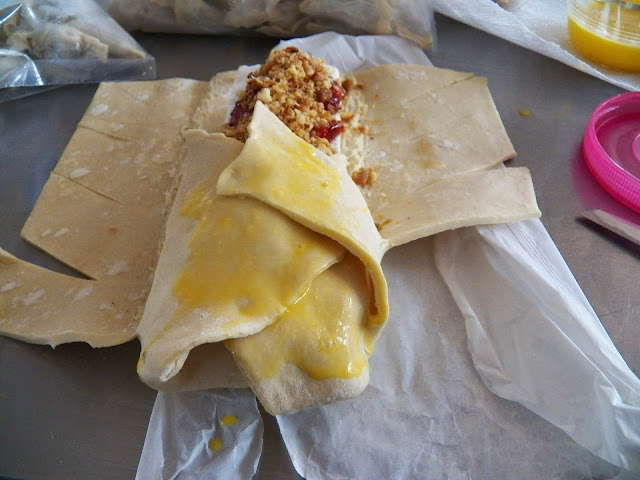 Brie with Currant Jelly and Nuts in Puff Pastry