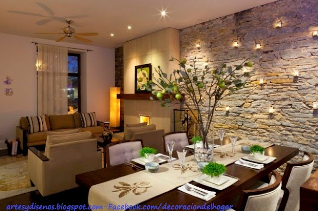 Ambientes con paredes de piedras : decoración del hogar, diseño de ...