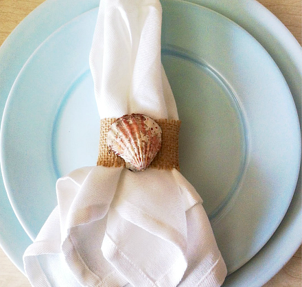 Sea Shell Burlap Napkin Ring