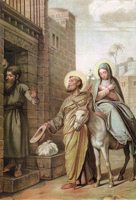 Pidiendo posada San José con la Virgen María