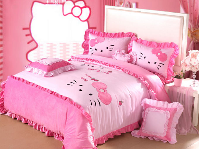 Joyance Mart Pink Hello Kitty Quilt Cover Set