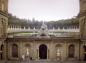The garden entrance of the Ammannati Courtyard at the Palazzo Pitti in Florence