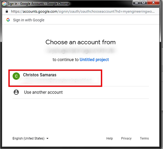 Select Google Account Select Google Account