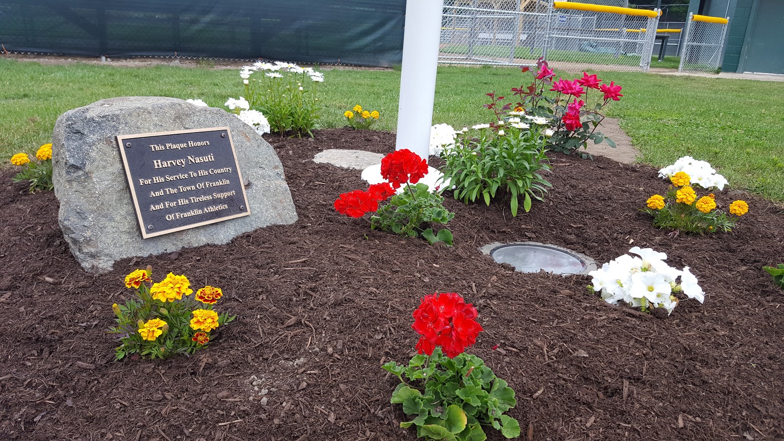 Franklin Matters Fletcher Field flag pole honors Harvey Nasuti