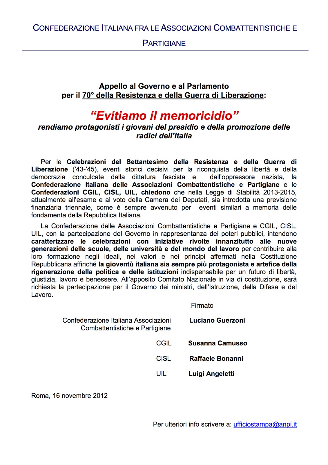 ANPI Barona. Milano. EVITIAMO IL MEMORICIDIO Appello.