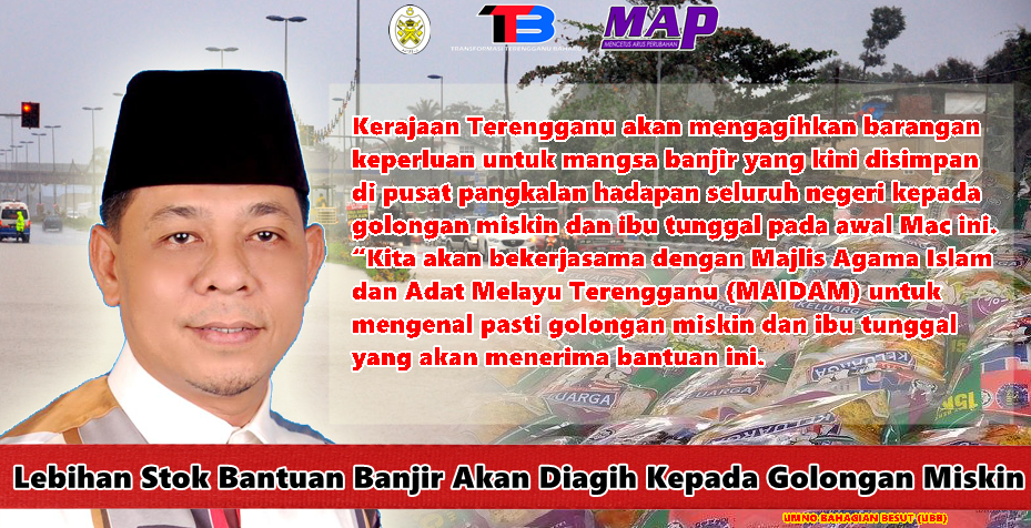 Umno Bahagian Besut: Lebihan Stok Bantuan Banjir Akan Diagih Kepada