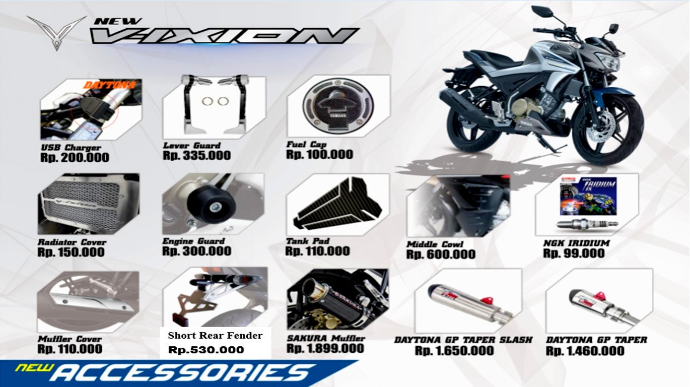 Yamaha Indonesia rilis aksesoris resmi untuk All New Yamaha Vixion, harga mulai 100 ribuan