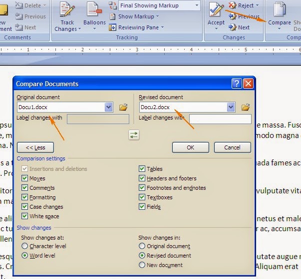 How to compare two word documents