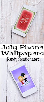 Decorate your iPhone with cute wallpapers for the month of July.  You'll be smiling every time you open your phone and enjoy a little bit of summer fun.  Choose from 4 great designs now.