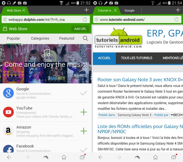 Navigateur Dolphin pour Android
