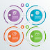 Four circular options with icons for infographics Free Vector