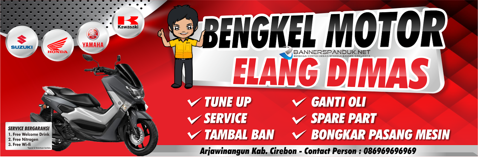 Banner Spanduk Bengkel Motor Elang Dimas Keren CDR 