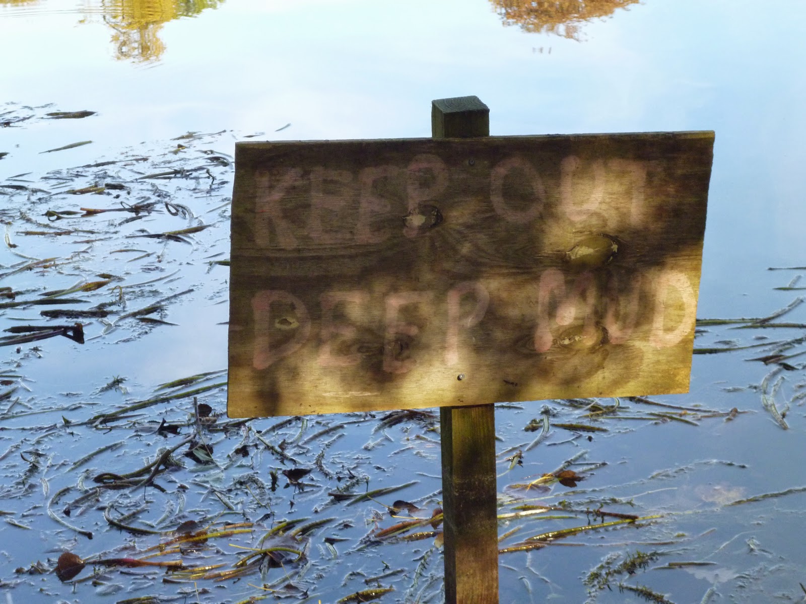keep out deep mud sign lake