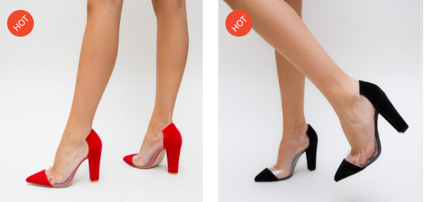 Pantofi cu silicon transparent eleganti rosii, negri de ocazii Pantofi cu silicon transparent eleganti rosii, negri de ocazii