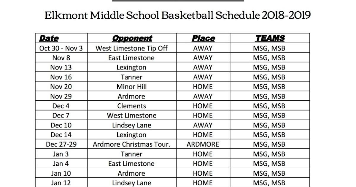 ELKMONT BASKETBALL MIDDLE SCHOOL
