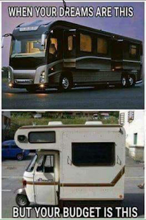 RV Budget humor whaen your taste is a top of the line motorhome and your budget is a converted scooter