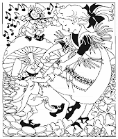 Coloring & Activity Pages: Girl Dancing with Leprechaun Coloring Page
