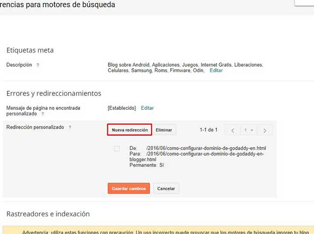 redirección de entradas en blogger
